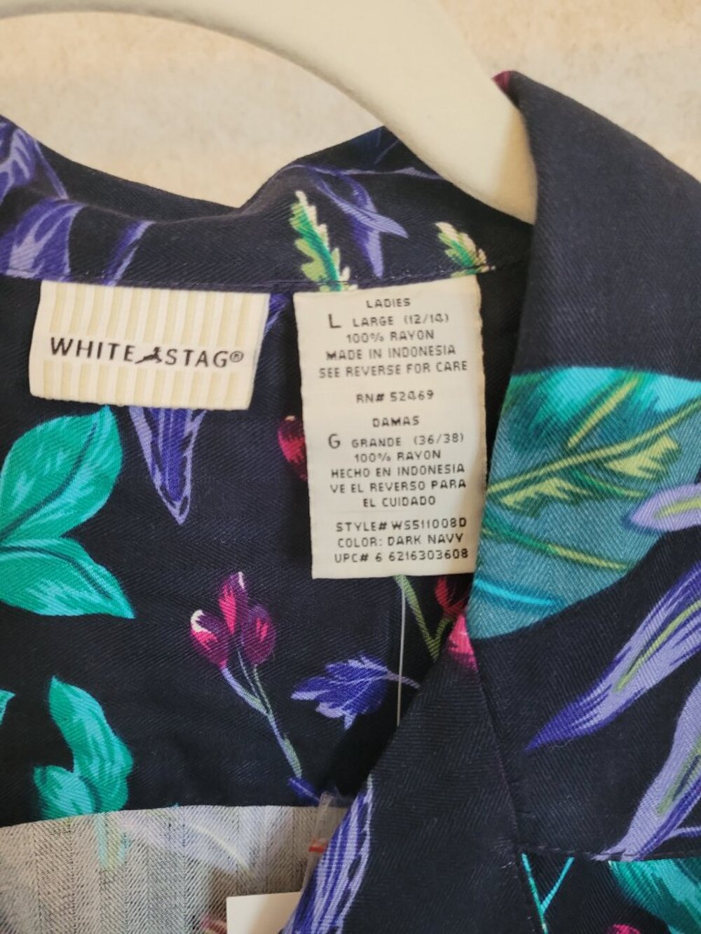 Tropical Shirt Short Sleeve Hawaiin White Stag NWT Womens Size L - Picture 3 of 14